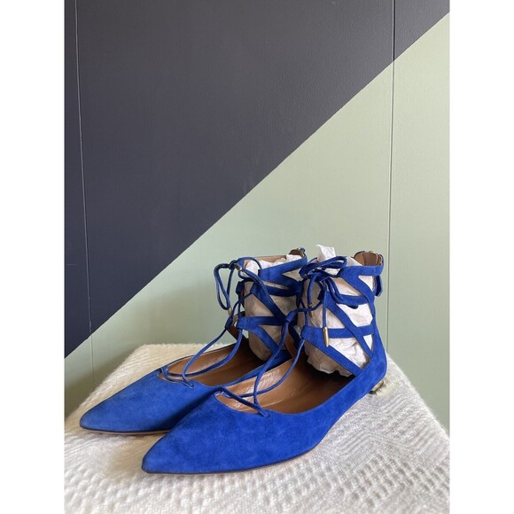 Aquazzura Blue Suede Belgravia Flats Sz 37. - Picture 4 of 7